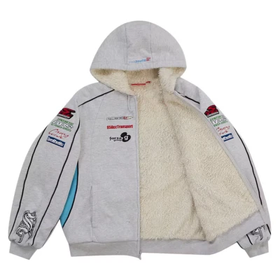 Supreme Racing Lined Zip Up Hooded Sweatshirt Heather Grey2.jpg