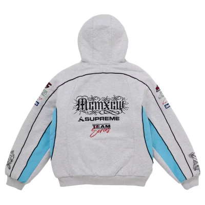 Supreme Racing Lined Zip Up Hooded Sweatshirt Heather Grey3.jpg