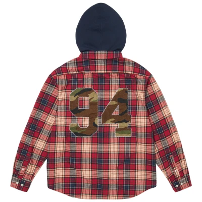 Supreme Applique Hooded Flannel Shirt Red2.jpg