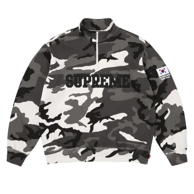 Supreme Seoul Shop Flag Half Zip Pullover Snow Camo
