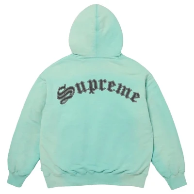 Supreme Shearling Lined Zip Up Hooded Sweatshirt Mint