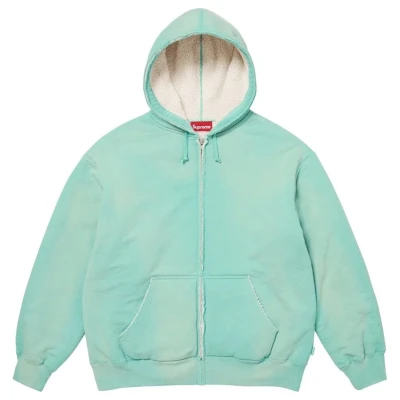 Supreme Shearling Lined Zip Up Hooded Sweatshirt Mint2.jpg