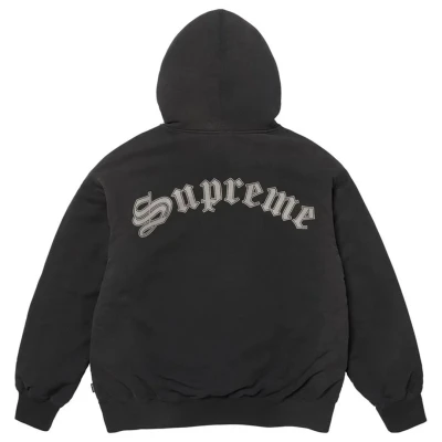 Supreme Shearling Lined Zip Up Hooded Sweatshirt Black.jpg