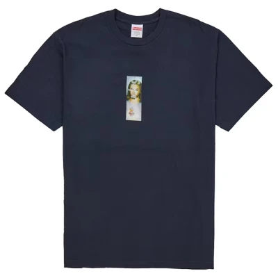Supreme Prayer Card Box Logo Tee Navy.jpg