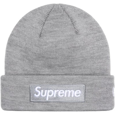 Supreme New Era Box Logo Heather Grey Beanie